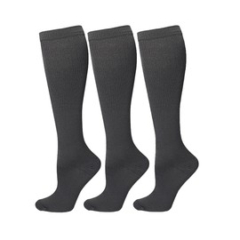 Bestjybt 3 Pairs Compression Socks for Women & Men Circulation 15-20 mmHg Support Socks for Athletic Running Cycling (US, Alpha, Large, X-Large, Regular, Regular, Grey)