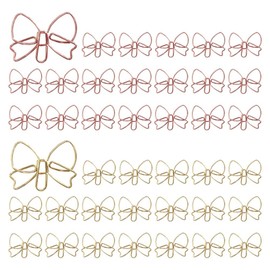OWLFAVO Bowknot Shape 40pcs Paper Clips with Clear Box, Rose Gold and Yellow Gold, Funny Cute Paperclips Bookmarks Planner Clips for Fun Office Supplies School Gifts Wedding Decoration