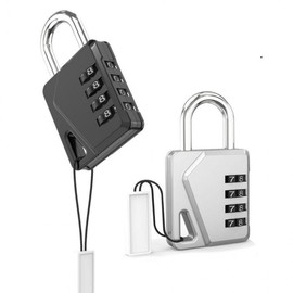 4-Digit Dial Combination Lock with Name Tag for Personal Items Black Lock