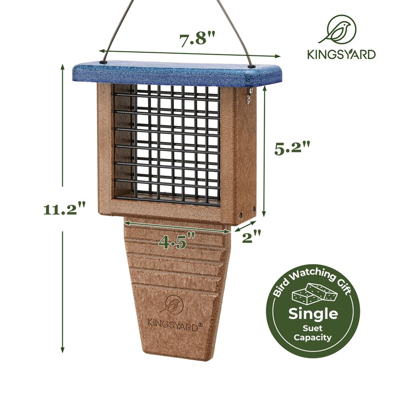 Kingsyard Recycled Plastic Suet Bird Feeder, Tail Prop Suet Feeder