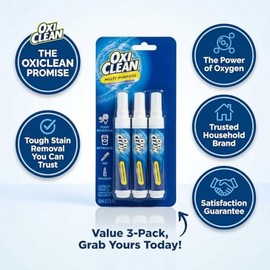 OxiClean On The Go - Bolígrafo quitamanchas para ropa y tela, barra de eliminación instantánea de manchas, paquete de 3