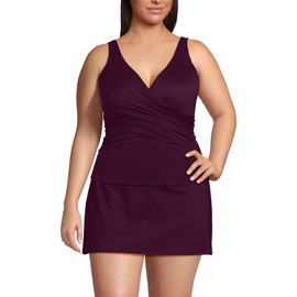 Lands' End Women's SlenderSuit Wrap Tankini Top 12 Dark Wine