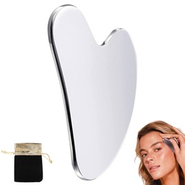 GUA SHA de acero inoxidable: Herramienta de belleza para drenaje linfático, desinflamación, reafirmate de cara y cuerpo | GUASHA promueve piel saludable y radiante. (GRANDE)