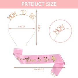 Baby Shower Sash for Mommy Mom to be Crown Headband for Gender Reveal Baby Shower Party Decorations Gifts for Pregnant Women Pink Mom to be Sash and Headband