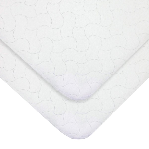 American Baby Company 2 Pack Waterproof Embossed Quilt-Like Flat Bassinet Protective Pad Cover for Boys and Girls, White