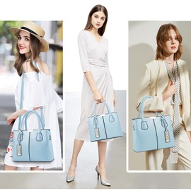 CHICAROUSAL Purses and Handbags for Women Leather Crossbody Bags Women's Tote Shoulder Bag, Light Blue, Medium