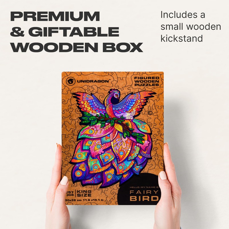 UNIDRAGON Original Wooden Puzzle - Fairy Bird, 297 Pieces, Large
