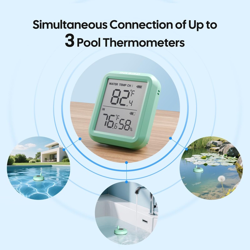 Inkbird Wireless Pool Thermometer and Receiver Set, Floating Thermometer with