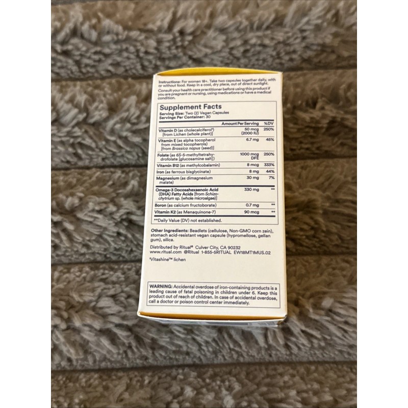 Ritual Multivitamin for Women 18+ with Omega-3 DHA 60 Vegan