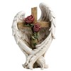 ShineOnAngel 12" Angel Wings Embracing Cross and Rose Garden Statue