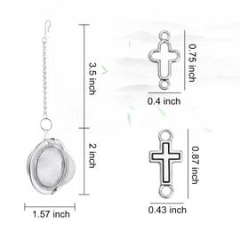 2Pcs Baptism Stainless Steel Mesh Tea Infuser, 2.1inch Tea Ball with Jesus Cross Pendant Christian Gifts,Tea Strainer Tea Diffuser Tea Steeper for Filtering Tea,Tea Infusers for Loose Tea (Cross, 2PC)