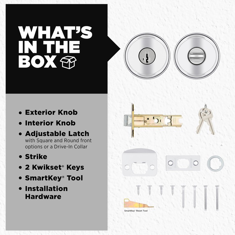 Kwikset Maven Front Door Knob with Lock and Key, SmartKey,