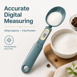 Digital Measuring Spoon Scale 500g 0.5g Precision LCD Electronic Kitchen Food Scale for Coffee Milk Sugar Spice Baking Measurement Tool