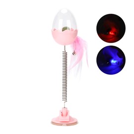 ABS LED Lighting Swing Spring Feather Leak Food Pet Toy Colorful Flash Ball with CatmintPink