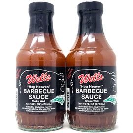 Hog Heaven Wells Barbeuce Sauce 16oz Bottles (2 Pack, Regular Barbecue Sauce)