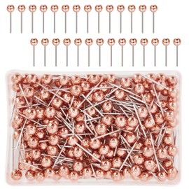 qhklew Pack of 200 Map Pins, Gold Head, Pins, Pin Board Pins, for Pin Board, Plastic Head Pins with Steel Tip, Rose Gold