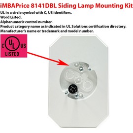 iMBAPrice 8141DBL-BK-1 Black Vinyl Siding Lamp Mounting Kit, UL Listed with Built-in Electrical Box for 0.5 Inch Outdoor Double 4 Inch Siding LAP 1/2 Inch Vertical Double Siding LAP