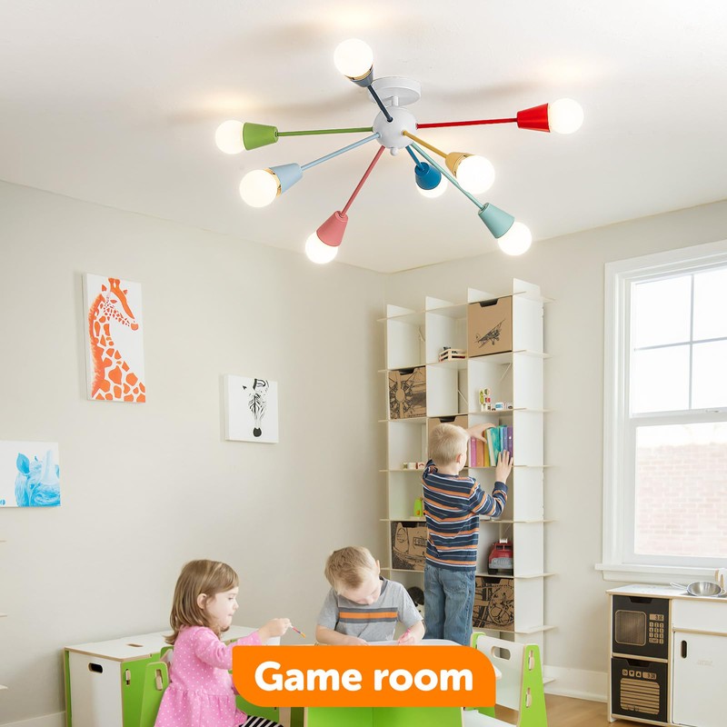 Aleslsop Colorful Chandelier, Modern Sputnik Chandelier, 8-Light Kids Light Fixture