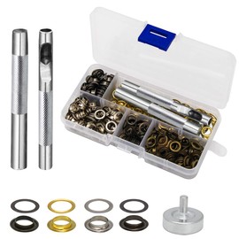 1/4 Inch Grommet Kit 200 Sets, Luxiv Grommets Eyelets 6mm Sewing Eyelets Gold, Silver, Black Metal Gromit Kits 4 Colors with Tools and Storage Box