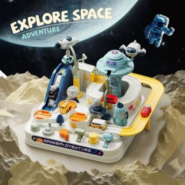 Space Adventure Inertia Track Car Set: City Rescue Puzzle Rail W/Stunt Cars, Preschool STEM Toys for Toddlers Ages 3-8Color: Multi