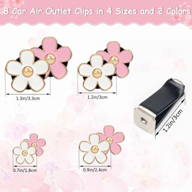 Daisy Flower Air Vent Clip, 8 PCS Car Air Fresheners Vent Clips, Cute Fresh Car Accessories, Car Air Vent Clip Charms as Car Decorations for Women & Girls (White and Pink)