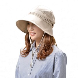 Kuai Women's Hat, Crochet, Small Face, UV Protection, Washable, Foldable, Fashionable, beige