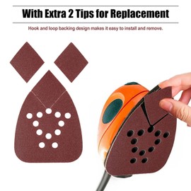 SPEEDWOX Mouse Detail Sandpaper, 20 Pieces, 120 Grit, Velcro Sandpaper with 2 Tips, 12 Hole Sanding Sheets for Mental Woodworking, Sanding, Polishing