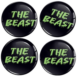 Skino 4 x 55 mm Car Sticker for Hub Caps Hub Caps Hub Caps Wheel Hub Cover Wheel Sticker Beast Green Beast A 2155