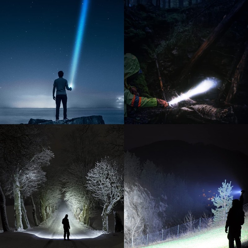 PeakPlus LED Tactical Flashlights High Lumens, Zoomable, 5 Modes Bright