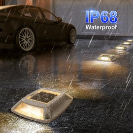 Solar Driveway Lights Dock Marine Lights 12 Pack Solar Deck Lights IP68 Waterproof Outdoor LED Solar Powered Warning Step Lights for Driveway Sidewalk Garden Pathway Walkway Stair Yard(Warm)