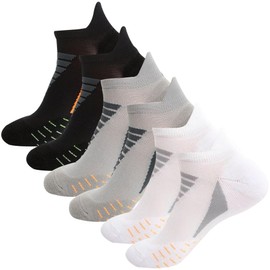 Dress Cici Men's Cushioned Low Cut Socks with Heel Tab, Nylon Athletic Ankle Socks (3 Pairs: Black+Grey+White), Asia Size One Size