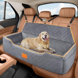 XIEEAOZEE Dog Car Seat for Large/Medium Dog, Comfortable Dog Car Bed Pet Booster for Back Seat, Fully Detachable & Washable Dog Travel Seat with Thick Cushion (Gray)