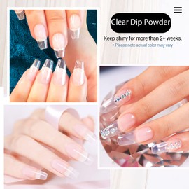AZUREBEAUTY Dip Powder Clear Color 2Oz/56g, Basic Transparent Acrylic Dipping Powder Crystal French Nail Art Starter Manicure Salon DIY at Home, Odor-Free, Long-Lasting, No Nail Lamp Needed