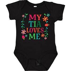inktastic My Tia Loves Me Niece Baby Bodysuit 6 Months 0040 Black 3015c