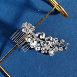 BERYUAN Sparkly Crystal Hair Side Comb Rhinestone Wedding Headpiece Silver Wedding Hair Accessories Silver Handmade Rhinestone Hair Comb for Wedding for Women