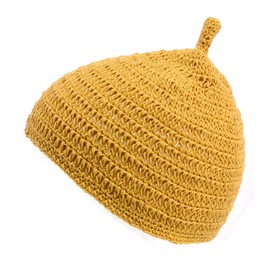 CasualBox Baby REOM Cotton Acorn Watch, 5 Colors, Baby Size, Baby Knit Hat, Baby Celebration Knit Cap, Charm, yellow