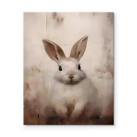 Easter Canvas Wall Art Decor Frame Painting - 8X10 inch Cute Bunny Portrait with Floral, Vintage Home Decor, Ideal for Spring and Easter Home Decoration, Ideal Gifts for Friends or Family