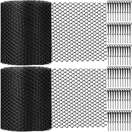 Windyun 2 Pack Gutter Guard Mesh Roll, 6 inch x 65 ft Plastic Guard Rain Gutter Covers Down spout Pipe Leaf Filter Protection Net with 60 Clip Fixed Hooks Preventing from Twigs Debris Leaves Clogged
