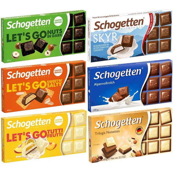 Schogetten Assortment of German Chocolates - Randomly Selected (Bundle of 6)