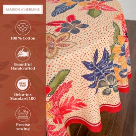 Maison d' Hermine Table Cloth Round Table 100% Cotton 69 Inches Tablecloth Reusable Decorative Everyday Use for Dining Room, Farmhouse, Home, Party, Festive & Wedding - Kalahari
