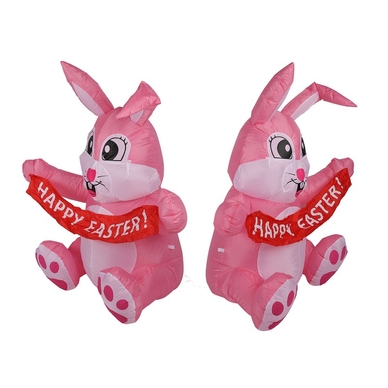 4.9ft Easter Inflatable Bunny Happy Easter Bunny Decoration Outdoor Blow