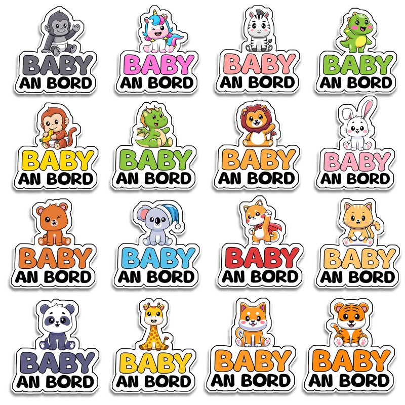 Baby on Board Sticker Car, Baby Tiger Car Sticker, Baby
