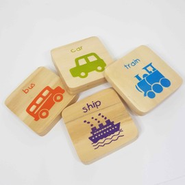 IVEI wooden educational magnets - bright colored vehicle magnets - learn and play
