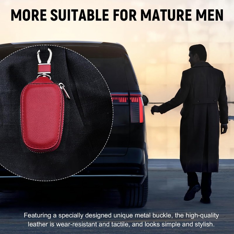 Yourkar Car Key Case, Genuine Leather Auto Key Fob Storage