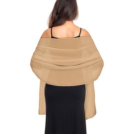 Wander Agio Womens Shawl Party Wraps Evening Dress Bridesmaid Long Scarves for Wedding Lightweight Chiffon Translucent Khaki 04