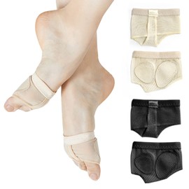 2 Pack Ballet Foot Thong Forefoot Belly Foot Thong Protective Ballet Socks Forefoot Toe Pad Support Socks for Abdominal Ballet Gym (Black and Nude)
