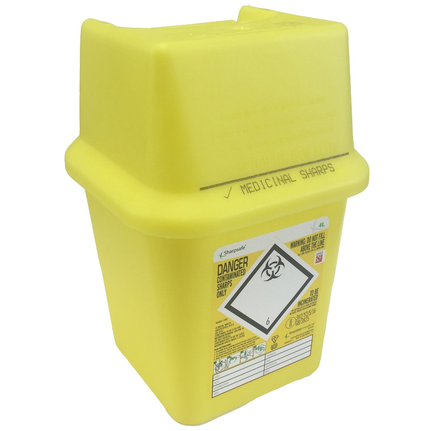 Sharpsafe 4L YELLOW BIO HAZARD BLADE SYRINGE NEEDLE CLINICAL LABELLED ...
