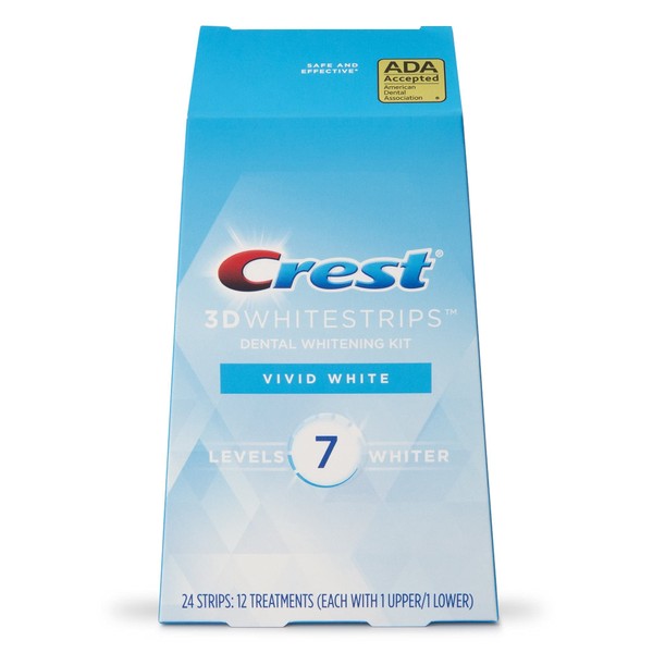 Crest 3D Whitestrips Vivid White Teeth Whitening Kit, 24 Strips, (12 Count Pack)