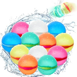 12 Pcs Reusable Water Balloons, Self-Sealing Refillable Water Balls, Pool Toys for Kids Ages 4-14, Pool Beach & Outdoor Water Ballons