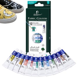 Nurila Machine Washable Textile Paint, 12 Colours, Fabric Paints, Washable, 6 ml Textile Paints, Fabric Paint, Fabric Paint for T-Shirt, Fabric Bag, Canvas Shoes, Jeans, Hat, Drawing Paper